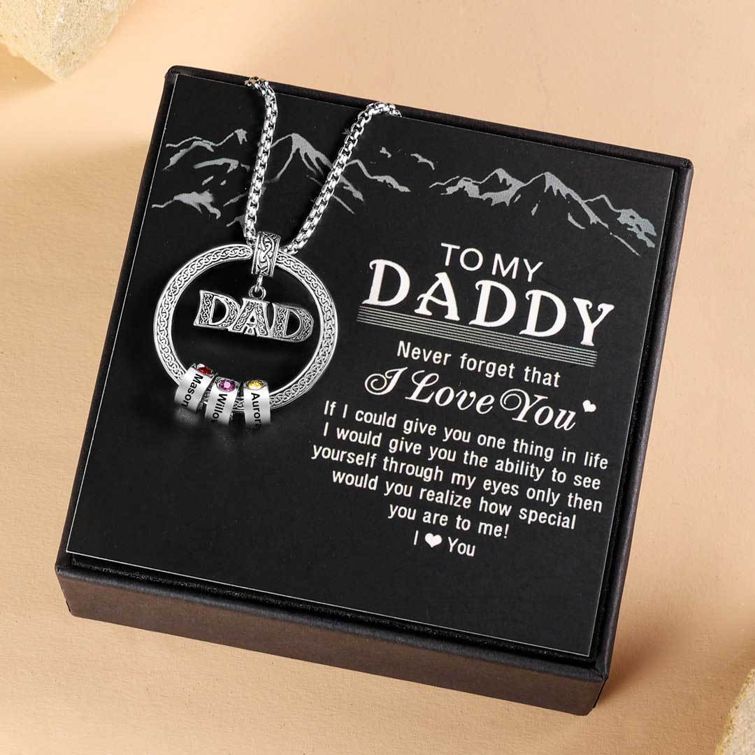 Personalized Men Necklace Engraved 1 Name Family Necklace for Dad