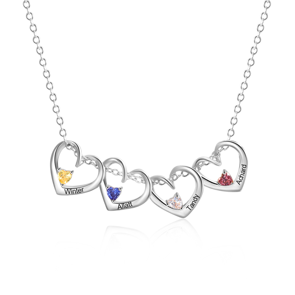 Personalized 1-5 Names Birthstone Necklace for Her