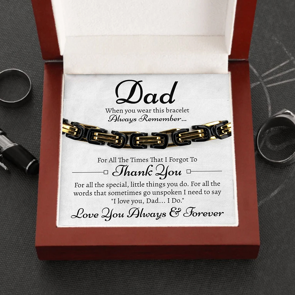 Father's Day Gifts Cuban Link Bracelet Stainless Steel Bracelet I Love You, Dad Sentimental Gift