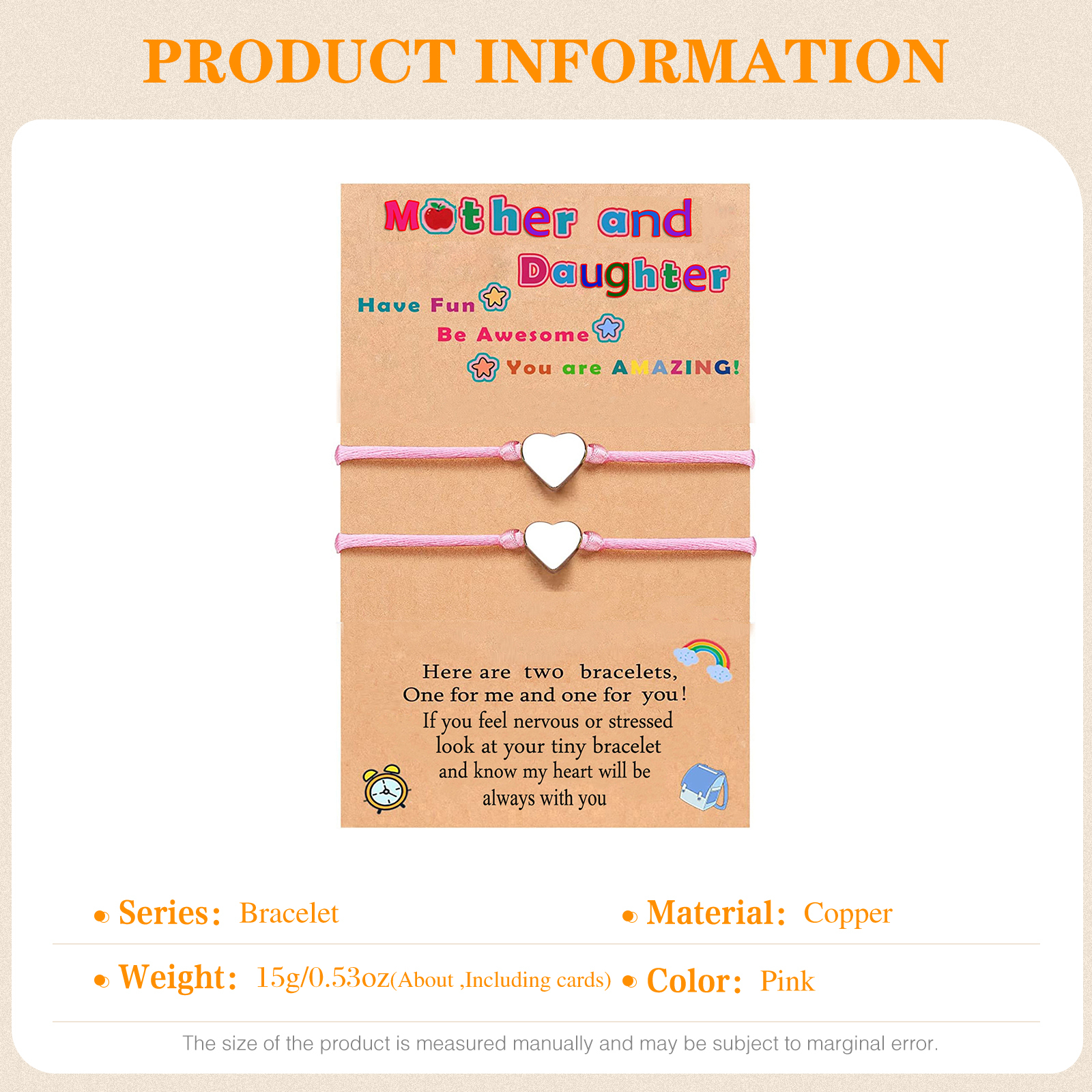 Women Bracelet Dainty Teen Heart Bracelet Back To School Adjustable Bracelet for Girls