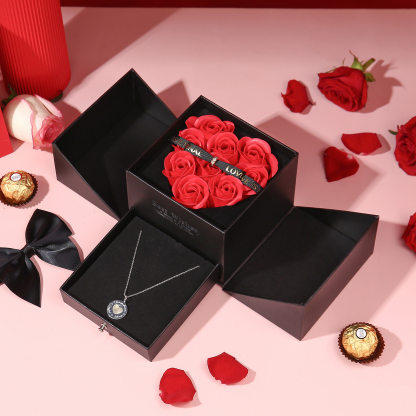 Red Rose Exquisite Jewelry Box Storage Box Valentine's Day Gift Packaging Box