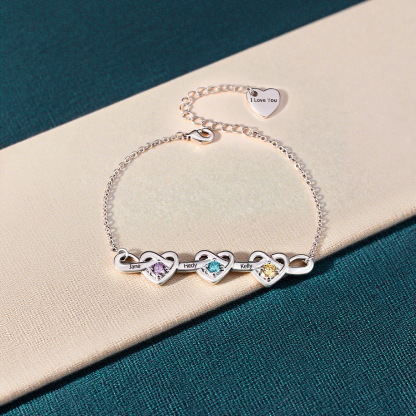 Personalized Linked Heart Bracelet with 2-6 Names