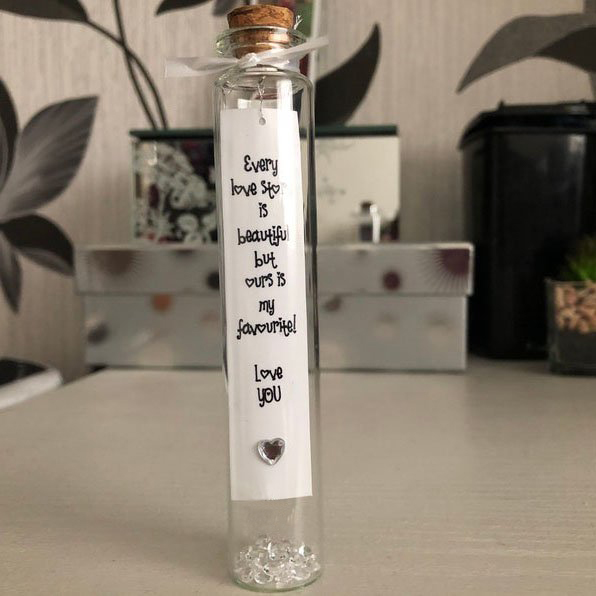 Personalized Photo Wishing Bottle with 5 Pictures Romantic Gifts for Couple