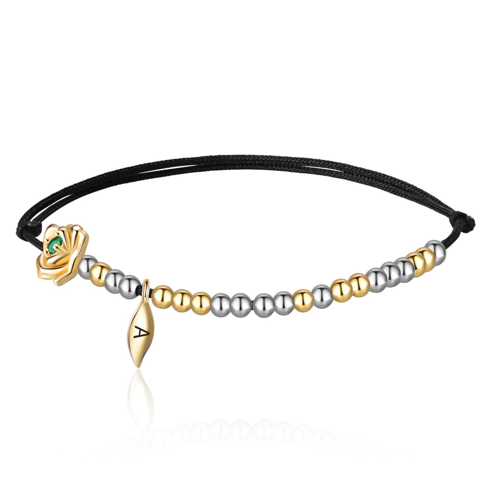 Love You Morse Code Bracelet Custom Initial Birthstone Rose Bracelet for Her