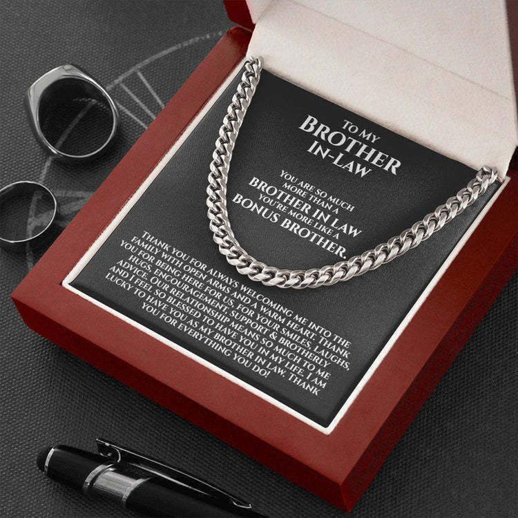 To My Brother-In-Law Necklace Cuban Link Chain Necklace Gift Set - You're More Like A Bonus Brother
