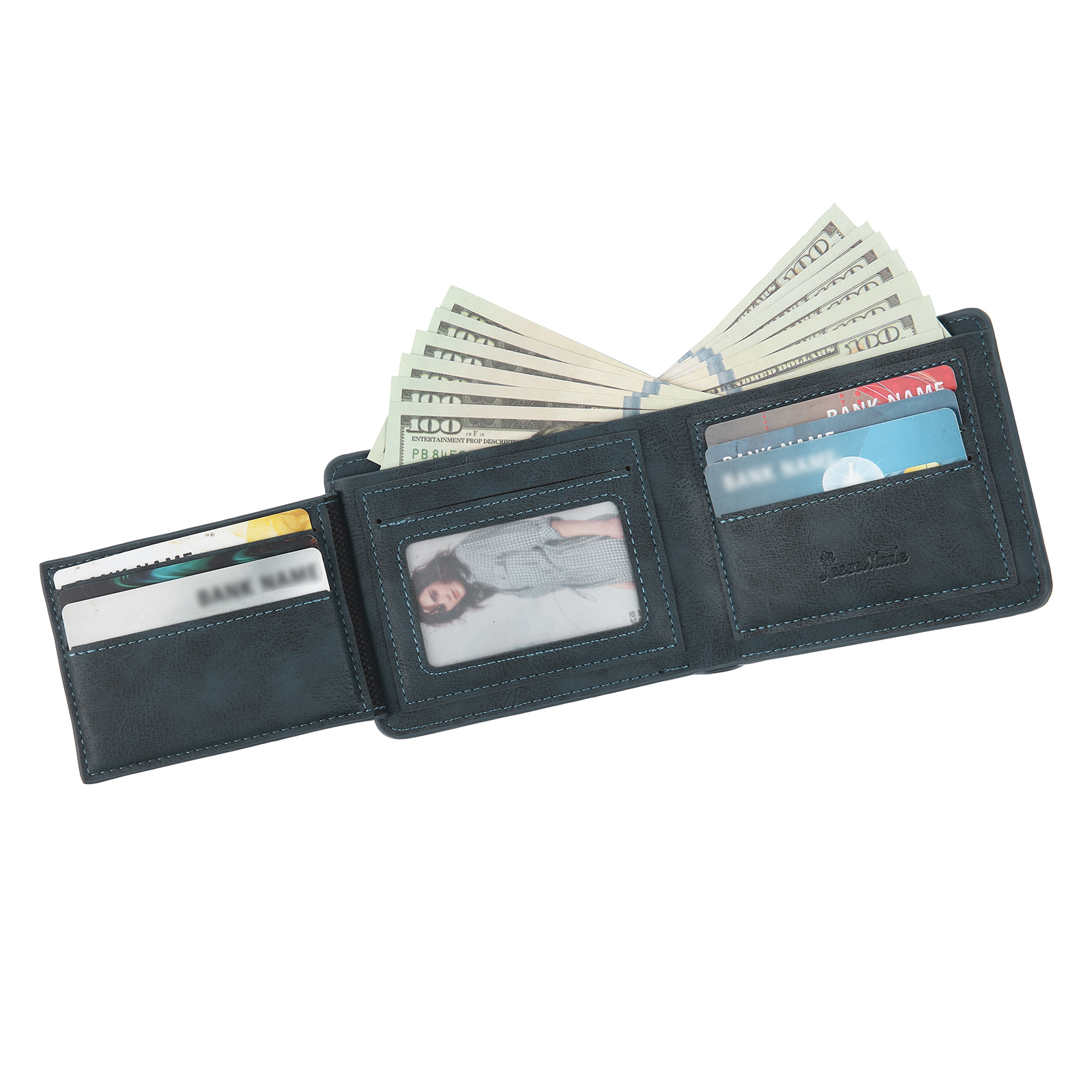 Personalized Monogram Wallet Custom Photo & Name & Letter Men's Leather Wallet Father's Day Gifts for Him