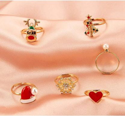 Christmas Adjustable Rings Set Ideal Gift for Family Members