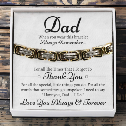 Father's Day Gifts Cuban Link Bracelet Stainless Steel Bracelet I Love You, Dad Sentimental Gift