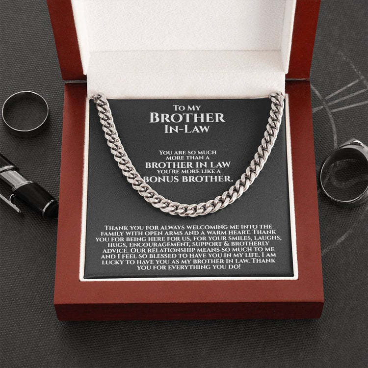 To My Brother-In-Law Necklace Cuban Link Chain Necklace Gift Set - You're More Like A Bonus Brother