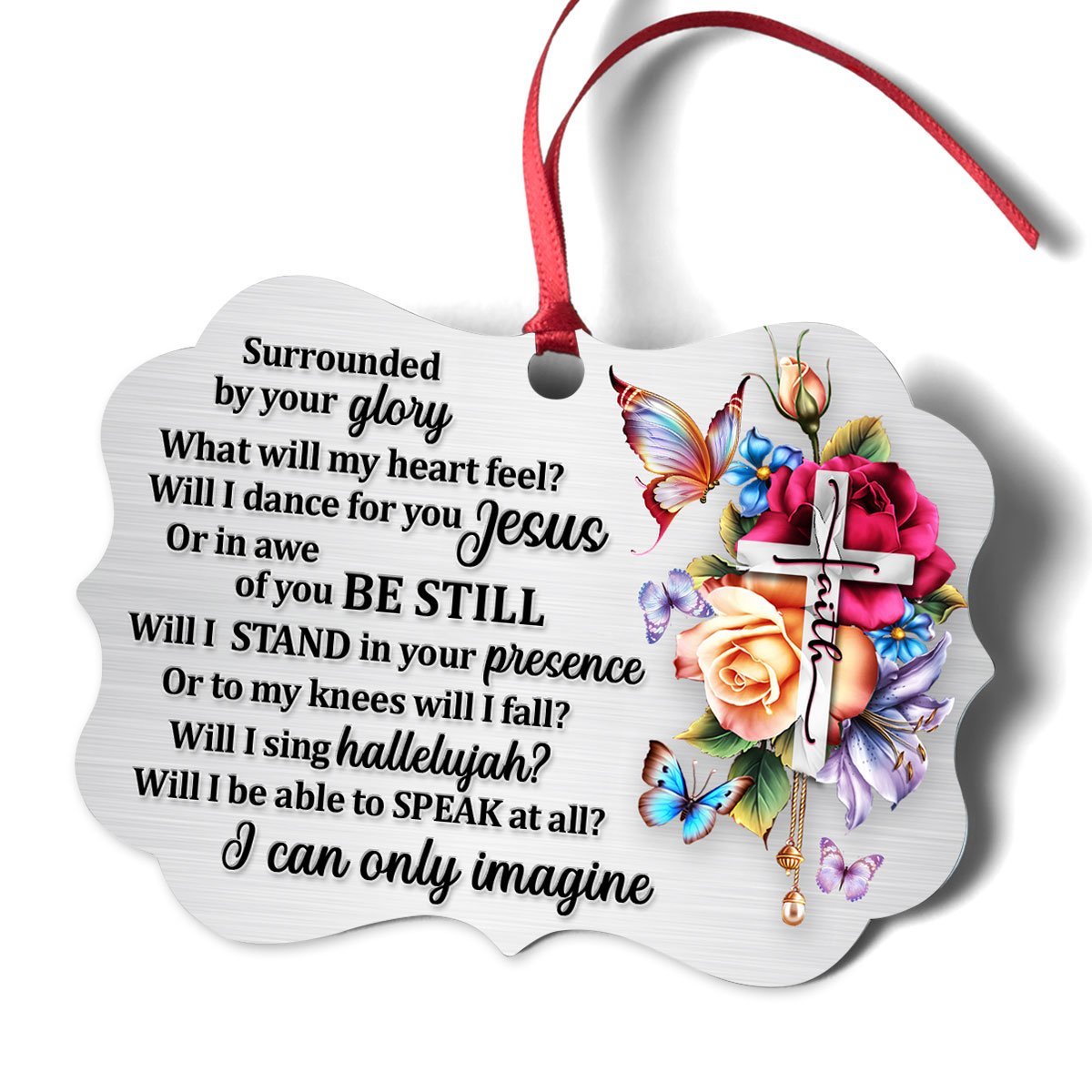 Lovely Butterfly Flower Ornament Will I Stand In Your Presence Christmas Gift
