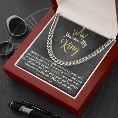 To My Man-Cuban Link Chain Necklace Gift Set "You Are My King"