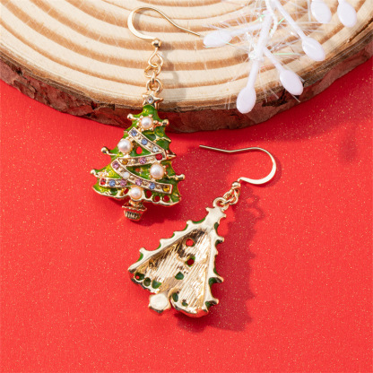Christmas Tree Dangle Earrings Festive Holiday Gift
