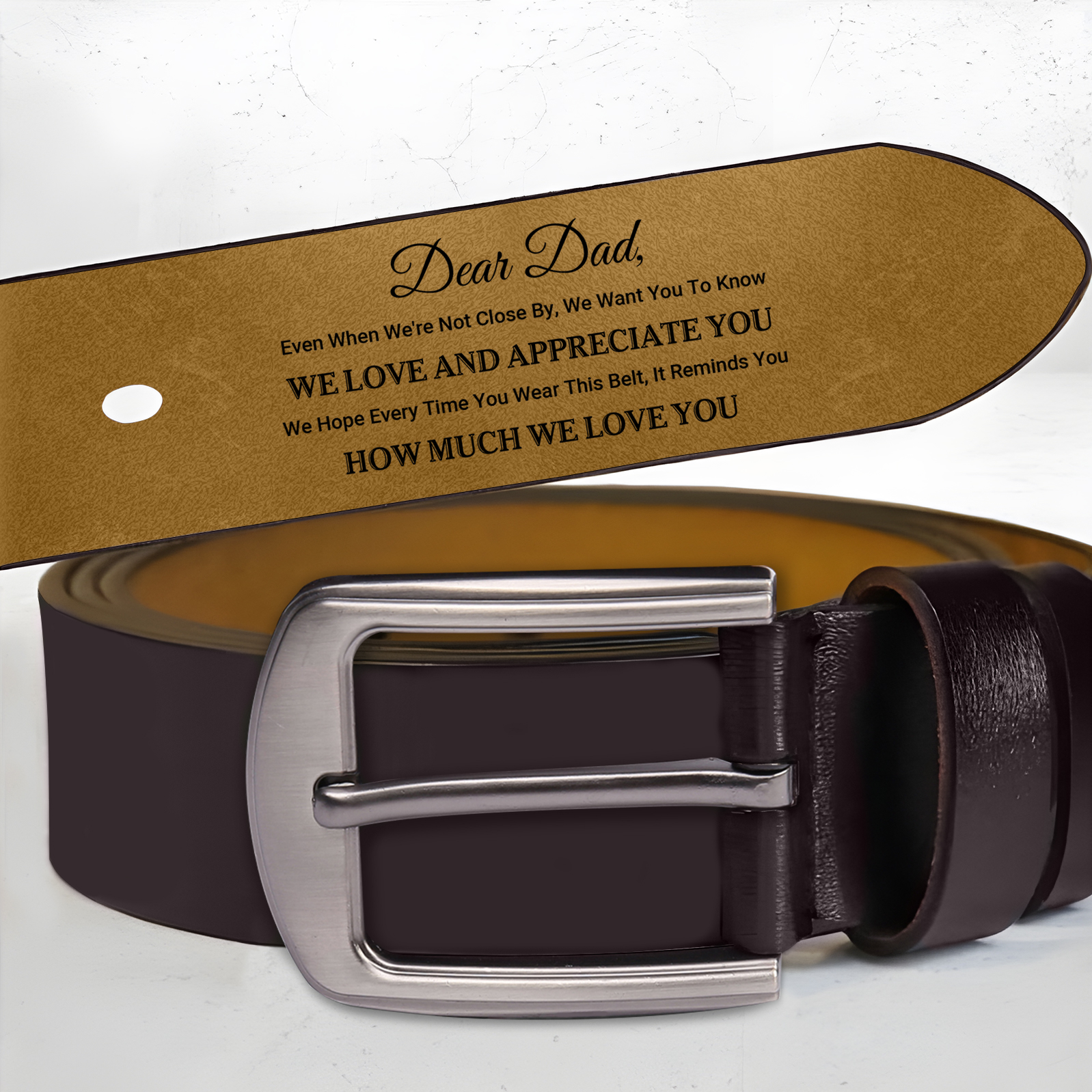 Personalized Leather Belt, Custom Engraved 1-10 Names Belt Gift for Dad | Lorajewel