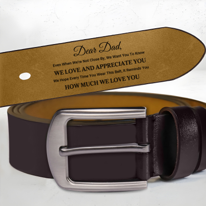 Personalized Leather Belt, Custom Engraved 1-10 Names Belt Gift for Dad | Lorajewel