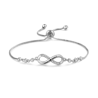 Personalized Infinity CZ & Leather Couples Bracelet