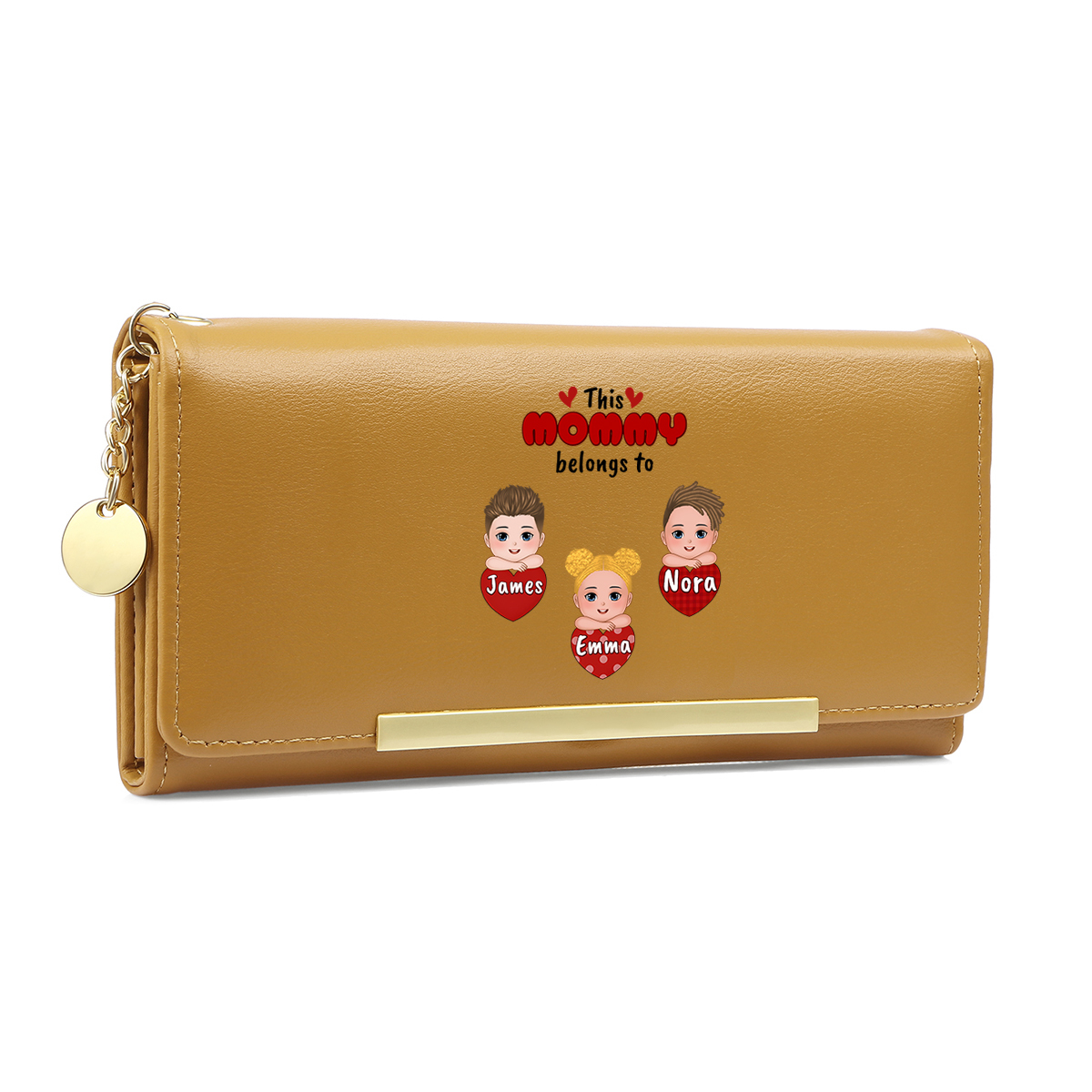 Personalized Women Leather Wallet Purse With Custom Names – Mother's Day Presents For Mom | Lorajewel