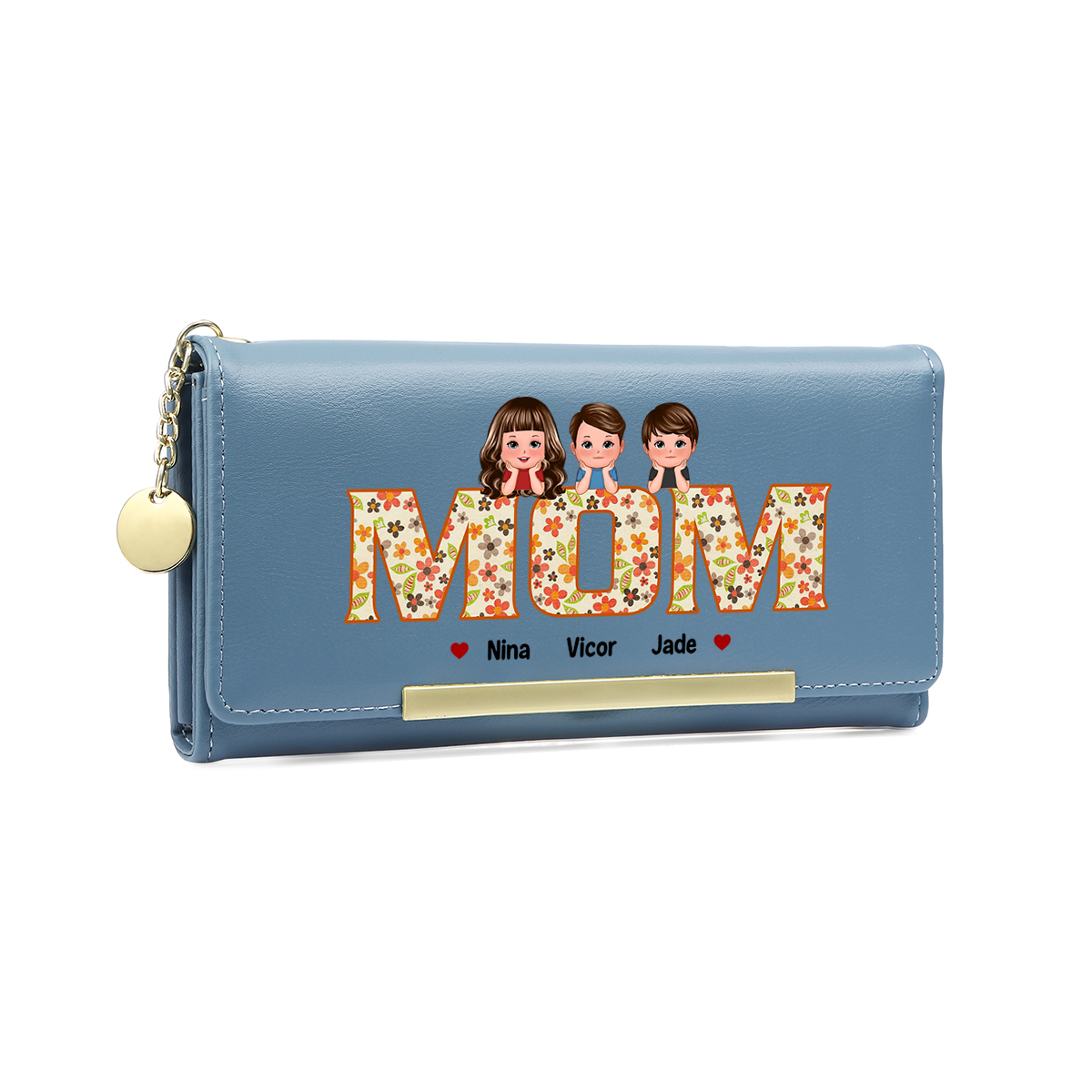 Personalized Special Women Leather Wallet Purse With Custom Kids Names – Mother's Day Presents For Mom | Lorajewel