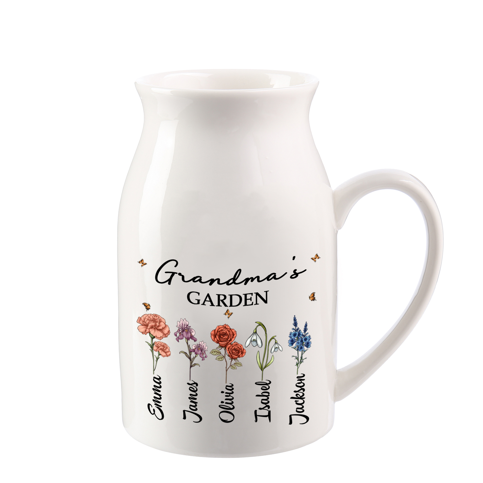 Personalized Birthflower Jug – Grandma's Garden Vase Family Gift for Grandma | Lorajewel