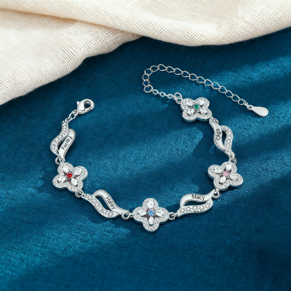 Personalized Four-Leaf Clover Bracelet with 2-4 Names