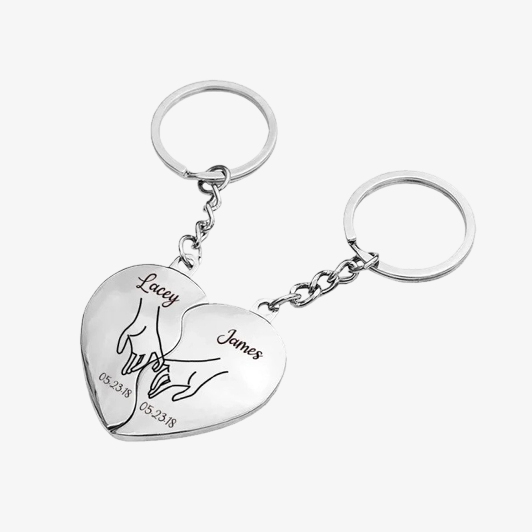 Personalized Couple Keychain Custom 2 Names & Date Keyring Matching Couple Gifts Valentine's Day Gift for Him/Her