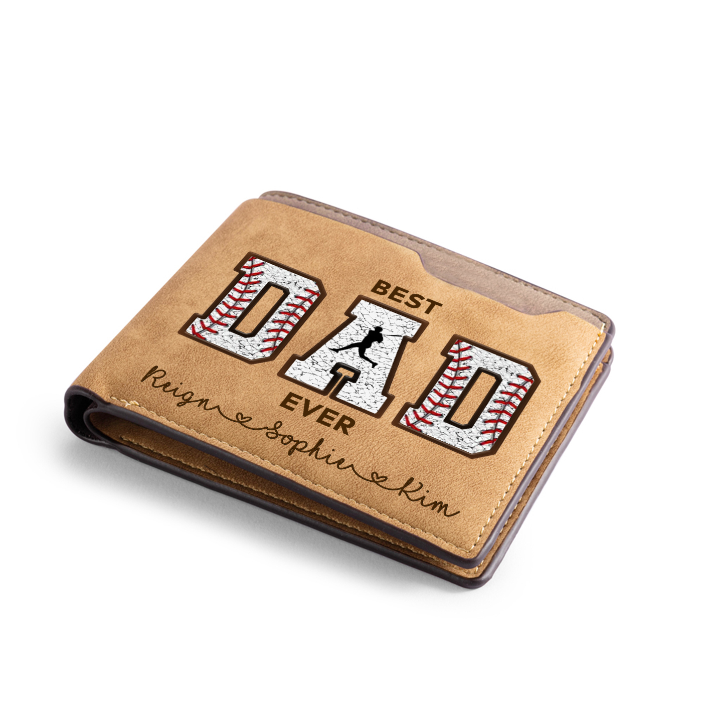 Personalized Best Dad Ever Baseball Wallet – Custom Gift from Kids for Dad| Lorajewel