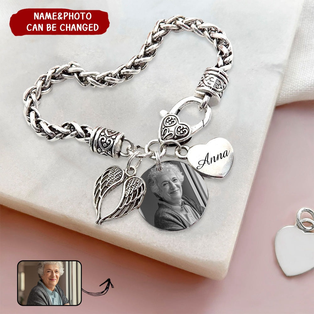 Angel Wing Memorial Bracelet Custom Photo & Name Bracelet Personalized Gifts