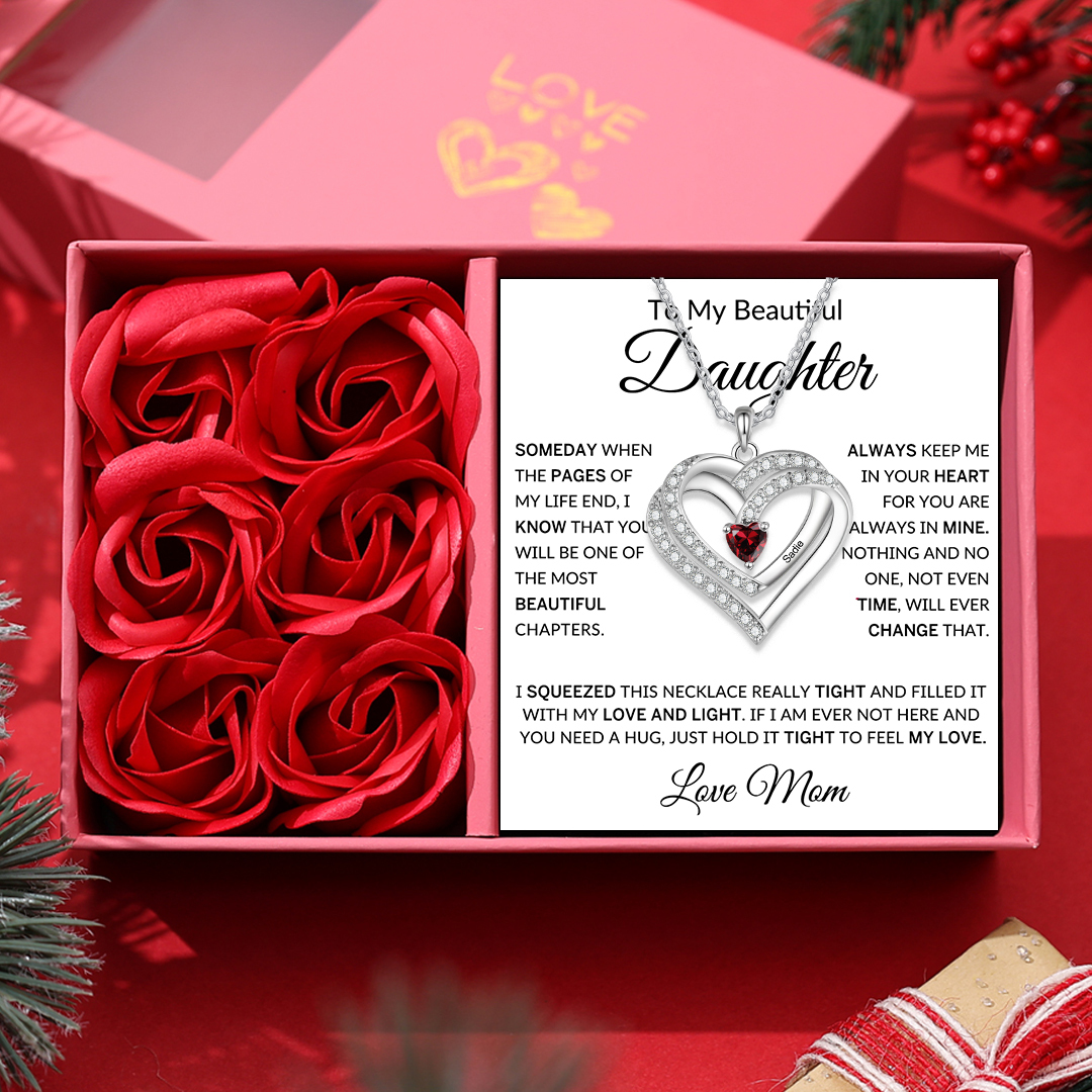 Personalized Interwoven Love Necklace Custom 1-4 Birthstone & Name Wom