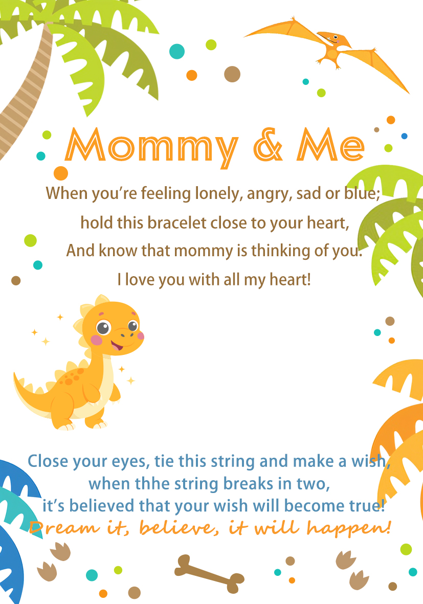 [Copy]2 Pcs Dinosaur Bracelet Set Adjustable Bracelet with Gift Card First Day of School Mommy & Daughter Gifts