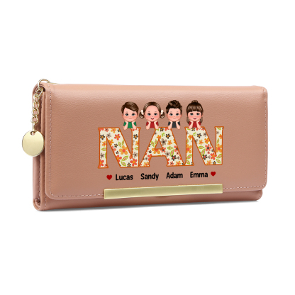 To my Mum - Personalized Women Wallet Custom PU Leather with 1–6 Names, Wallet Gift Multiple Colours | Jessemade