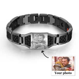 Personalized Men Bracelet Magnetic Custom Photo Bracelet for Him Valentine Gift