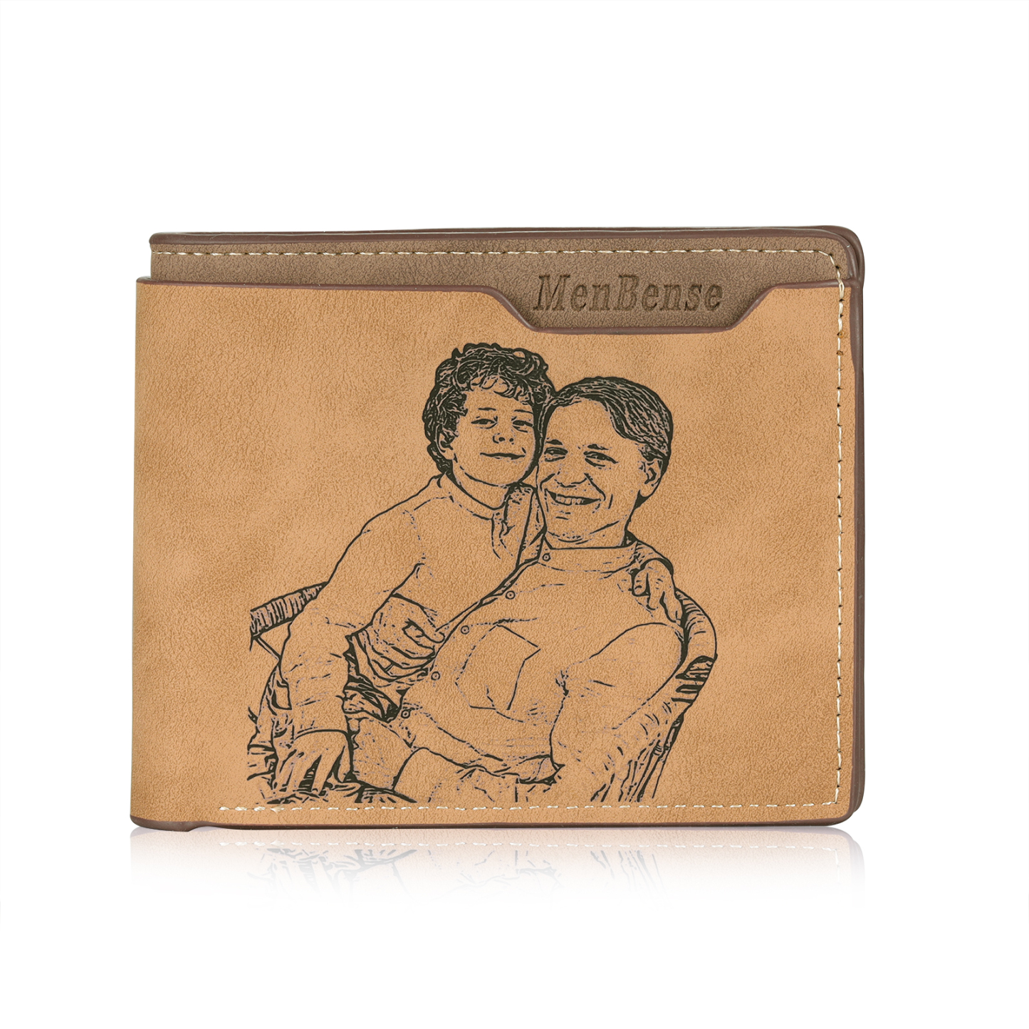 Men Bifold Wallet Personalized Photo with Monogram Wallet for Him