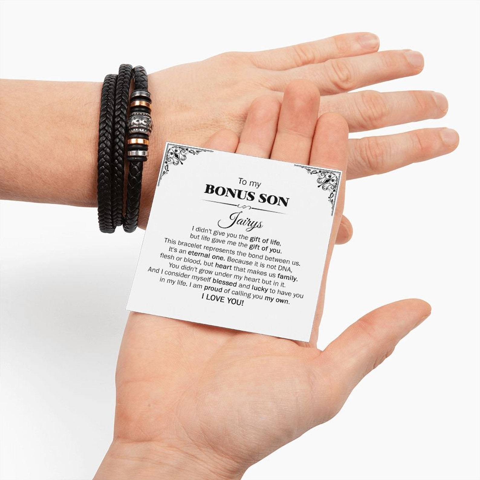 To My Son Bracelet Personalized Name Message Card Braided Leather Bracelet Gift for Son - I Am Proud Of Calling You My Own