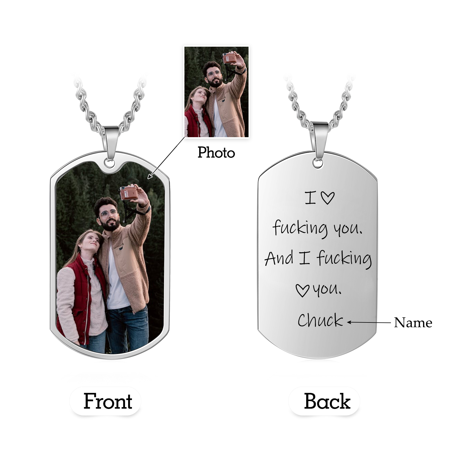 Funny Personalized Photo Keychain "I Love F❤cking You and I F❤cking Love You" Key Ring Gift for Couple