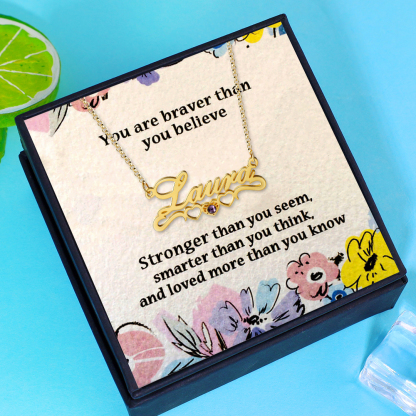 Personalized Kid's Name Necklace with Birthstone Heart Name Necklace