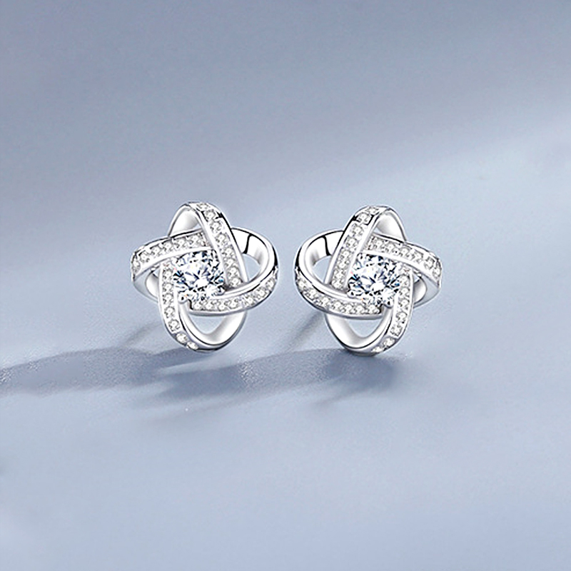 Love Knot Earrings Personalized Birthstone Earrings S925 Sterling Silver Birthday Gifts For Women