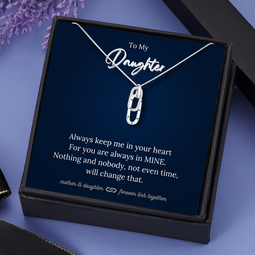 To My Daughter Forever Linked Together Necklace in Silver Gift Set
