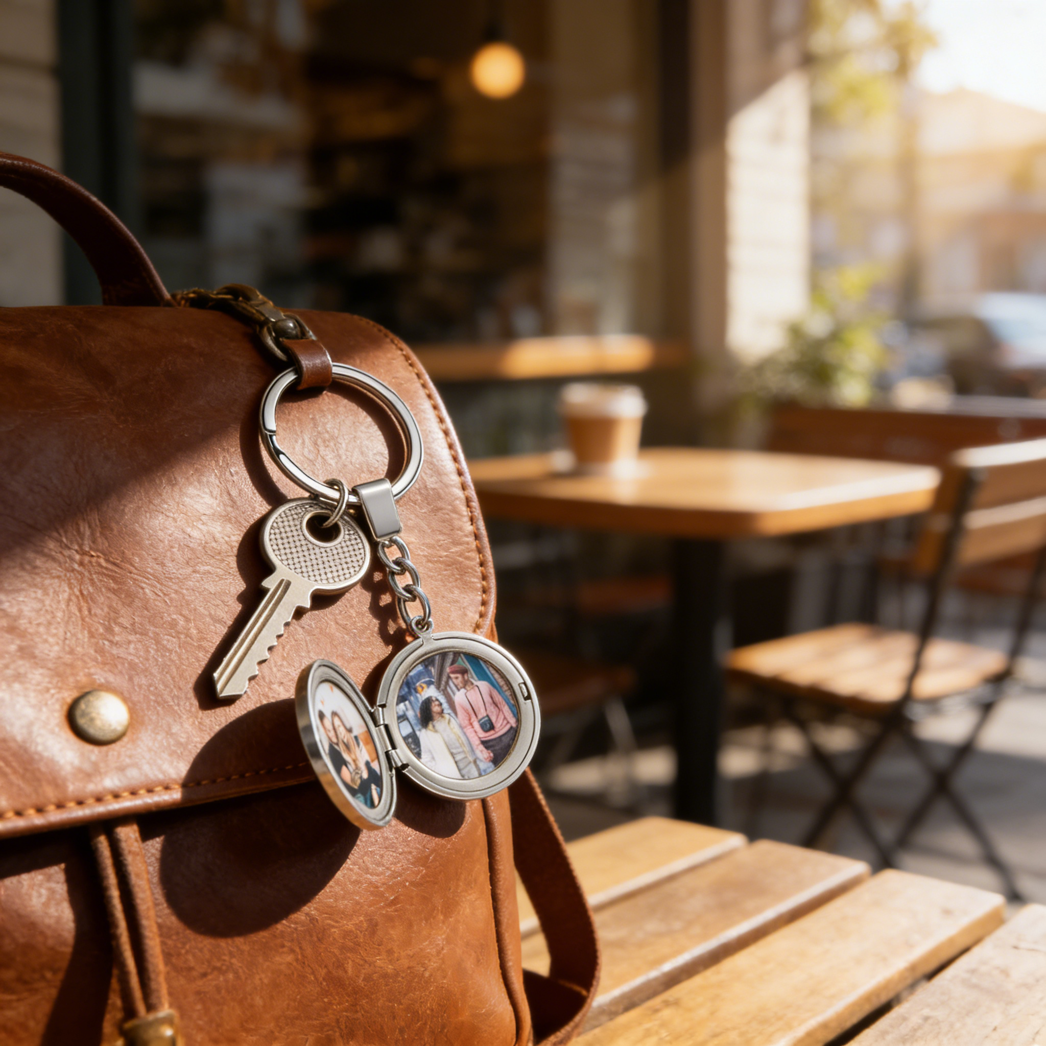 Photo Locket Keychain In Silver Personalized 2 Photos Gift for Family