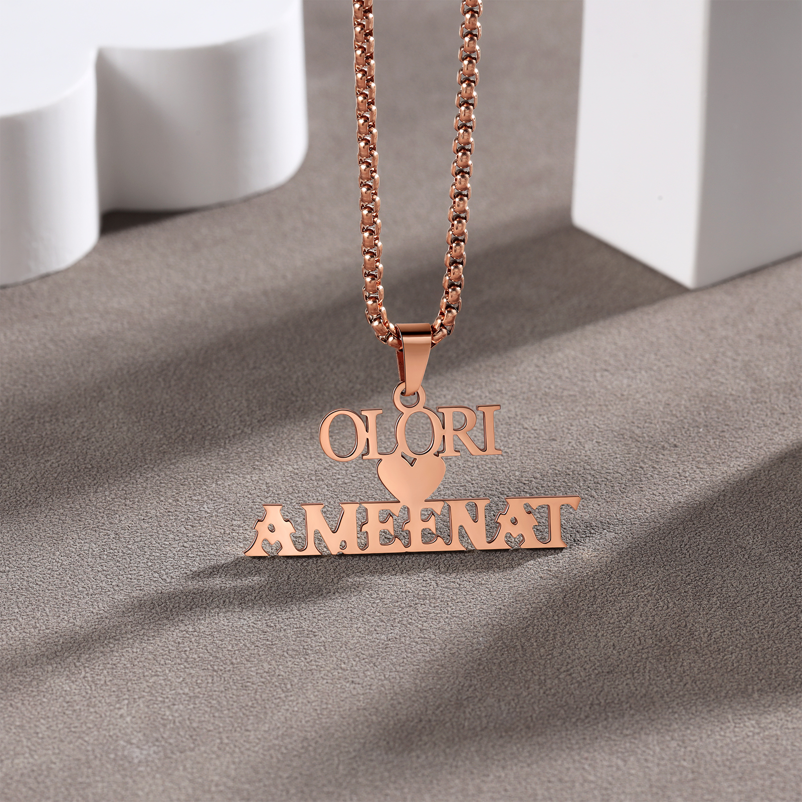 Personalized Heart Name Necklace Custom 2 Names Necklaces Romantic Gift For Her