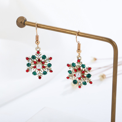 Christmas Snowflake Dangle Earrings Necklace Set Festive Holiday Gift for Women