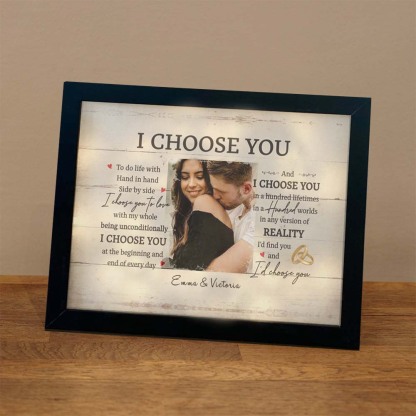 Couple Photo Frame Personalized Names I Choose You LED Light Shadow Box Romantic Gifts
