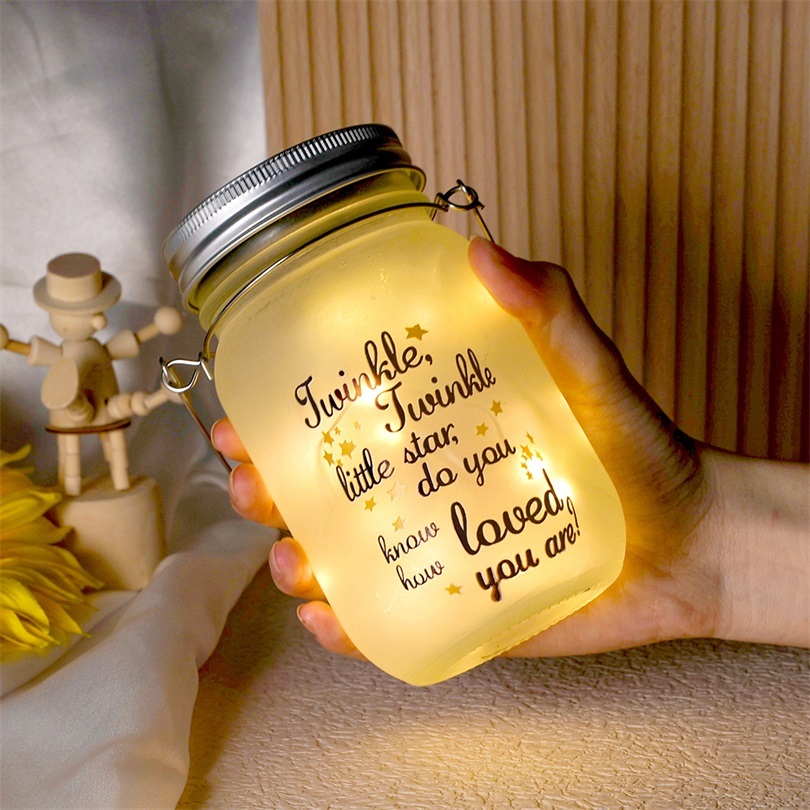 Mason Jar Night Light Twinkle Twinkle Little Star Led Lamp Home Decor