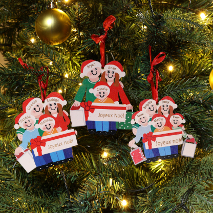 Personalized Family Of 4 Decorating Christmas Tree Ornament