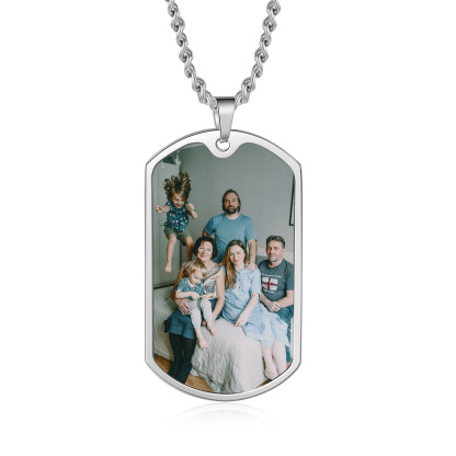 O'Fishally The Best Dad Necklace Custom Photo Dog Tag Necklace with 6 Fishing Hooks