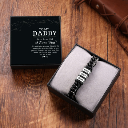 Personalized Cuban Chain Bracelet Custom 1 Name Bead Men's Bracelet