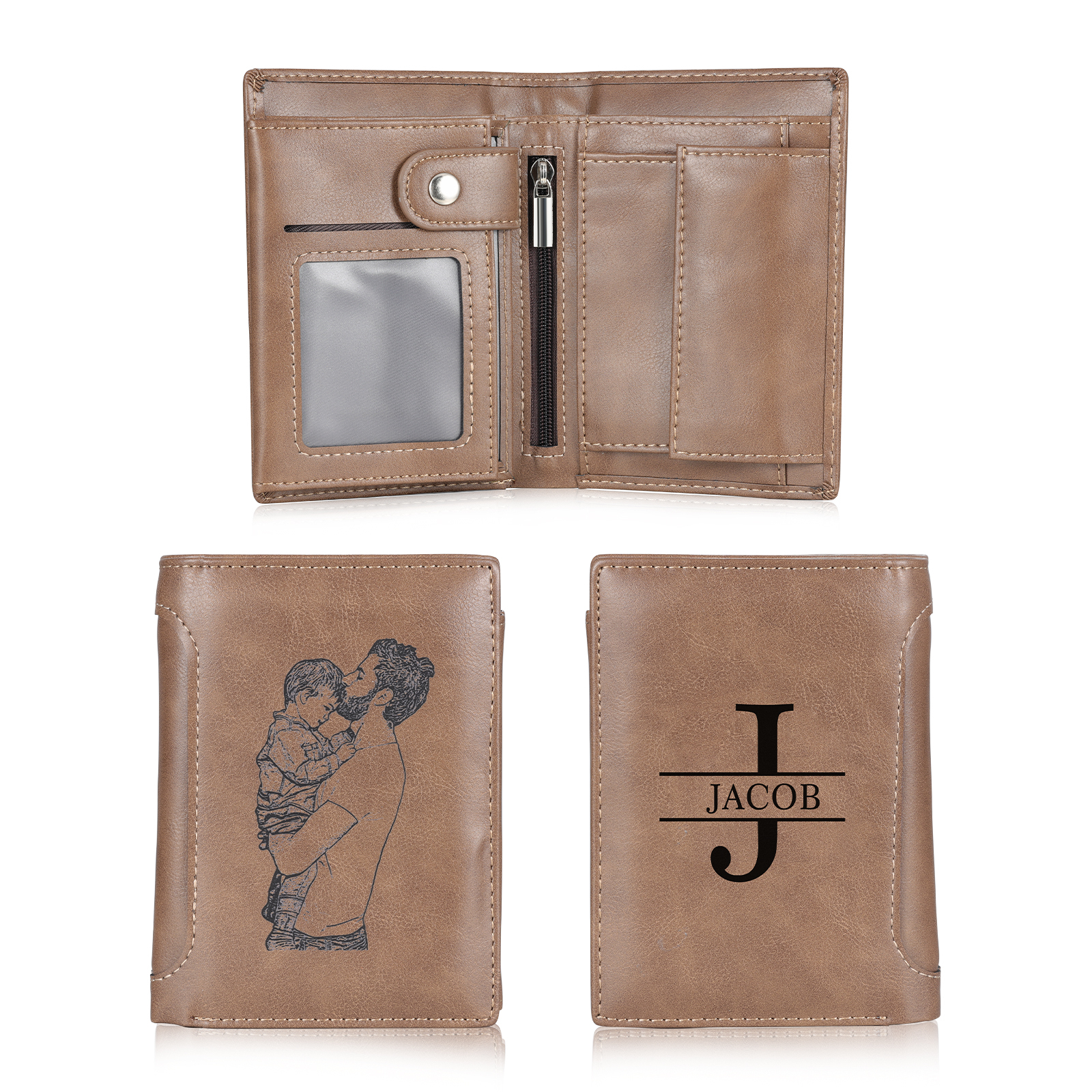 Men Photo Wallet Personalized Monogram Wallet for Him