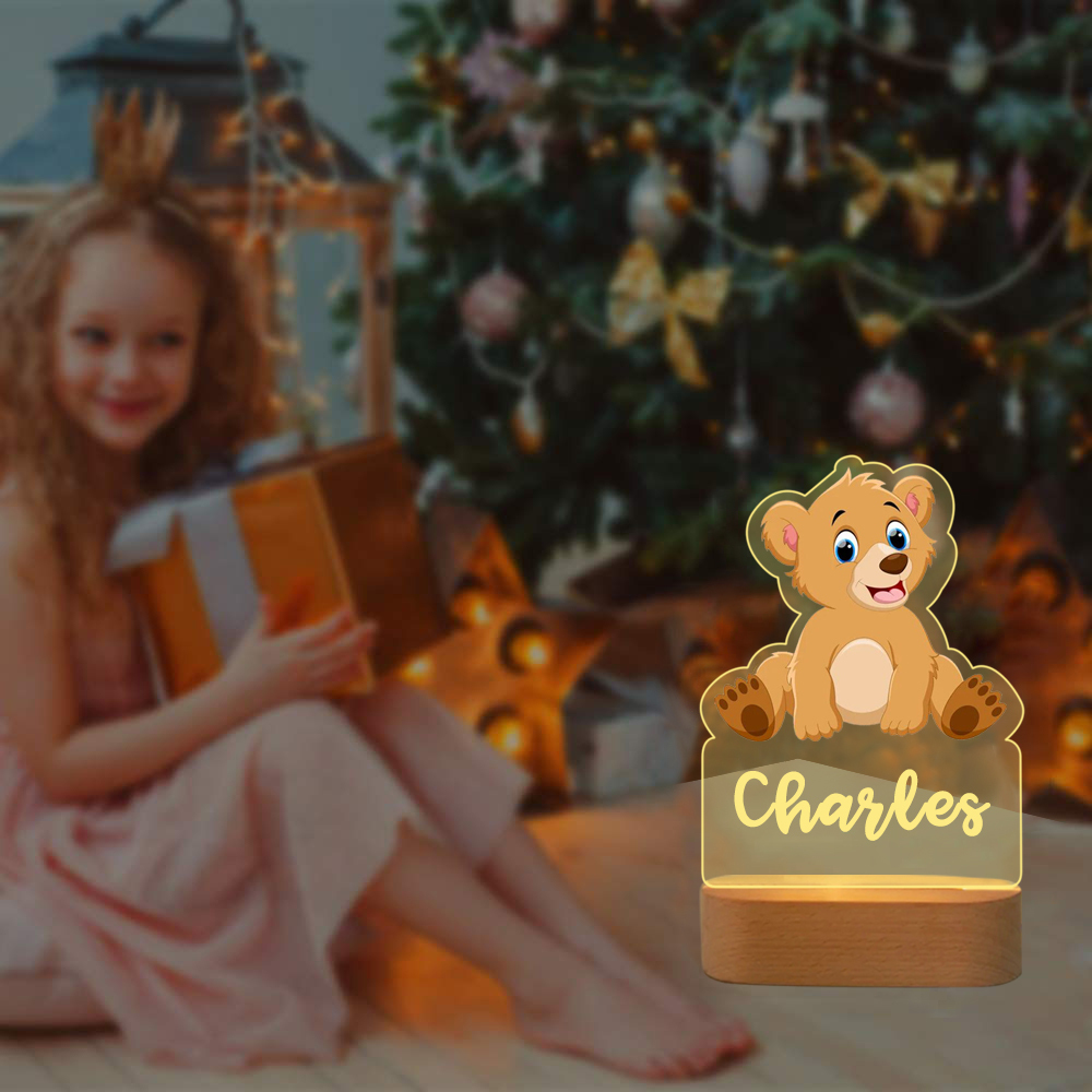 Personalized Bear Night Light Custom Name  LED Lamp