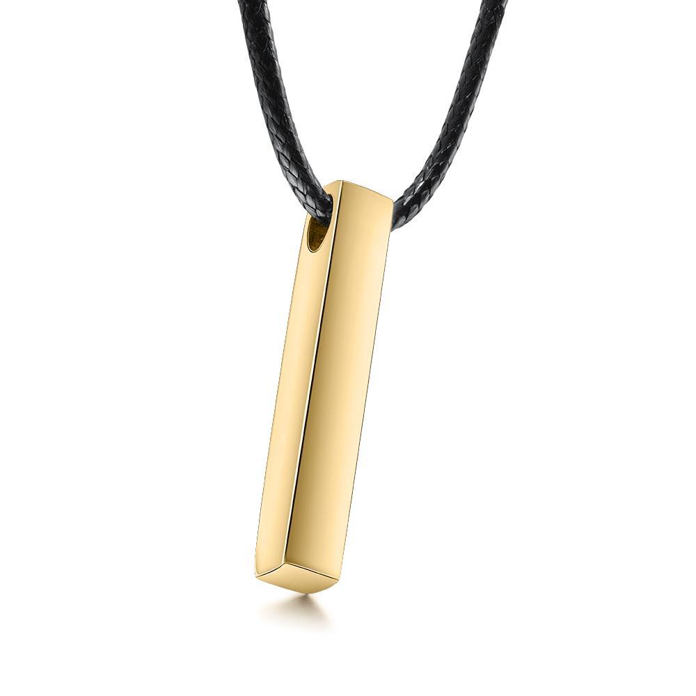 Men Vertical Bar Necklace Engraved 4 Side 3D Bar Necklace Personalized with 4 Names