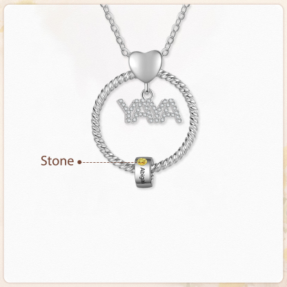 Collar a abuela con colgante de "YAYA" con 1 nombre Y 1 piedra de nacimiento personalizados | Jessemade-Jessemade ES