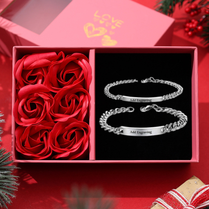 Personalized Cuban Chain Couple Bracelets Custom Names Matching Bracelet Lover Gifts