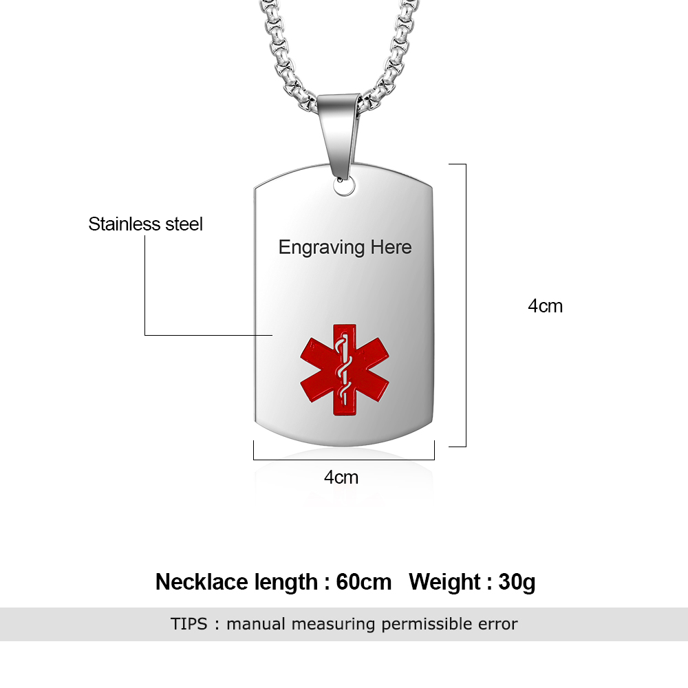 Custom Medical Alert Necklace Personalized Gift for Safety Emergency Loved Ones | Lorajewel